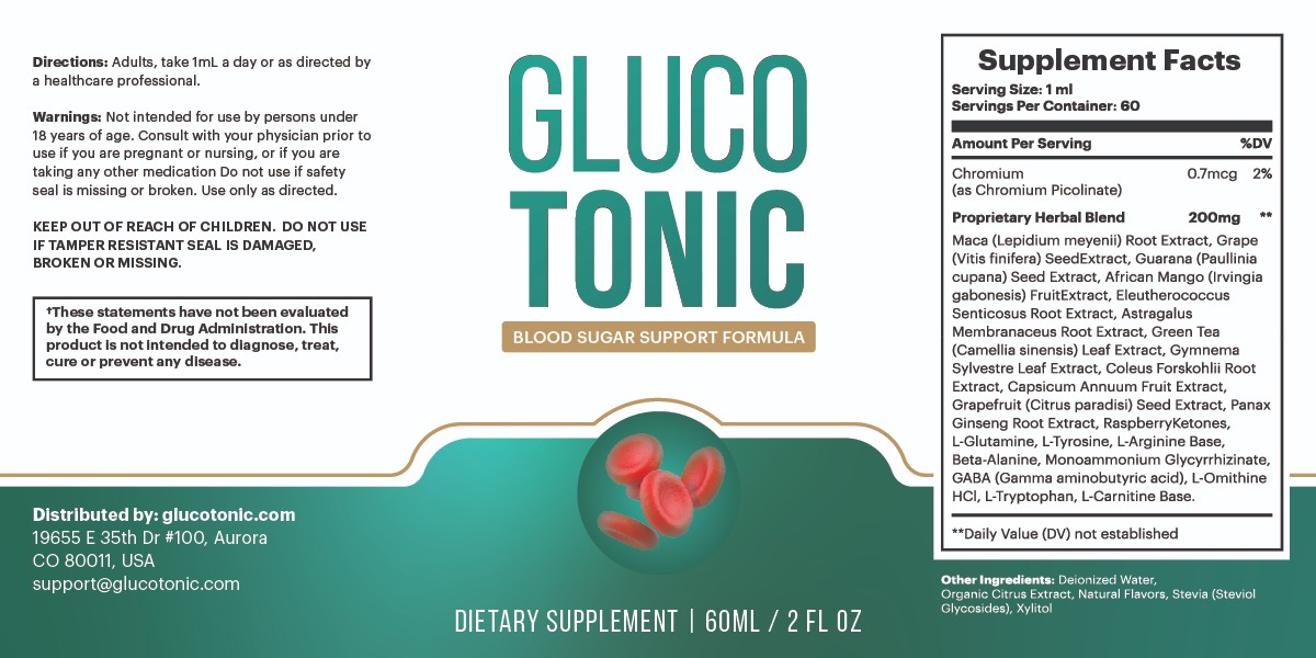 GlucoTonic Review – full label detailing ingredient blend and dosage