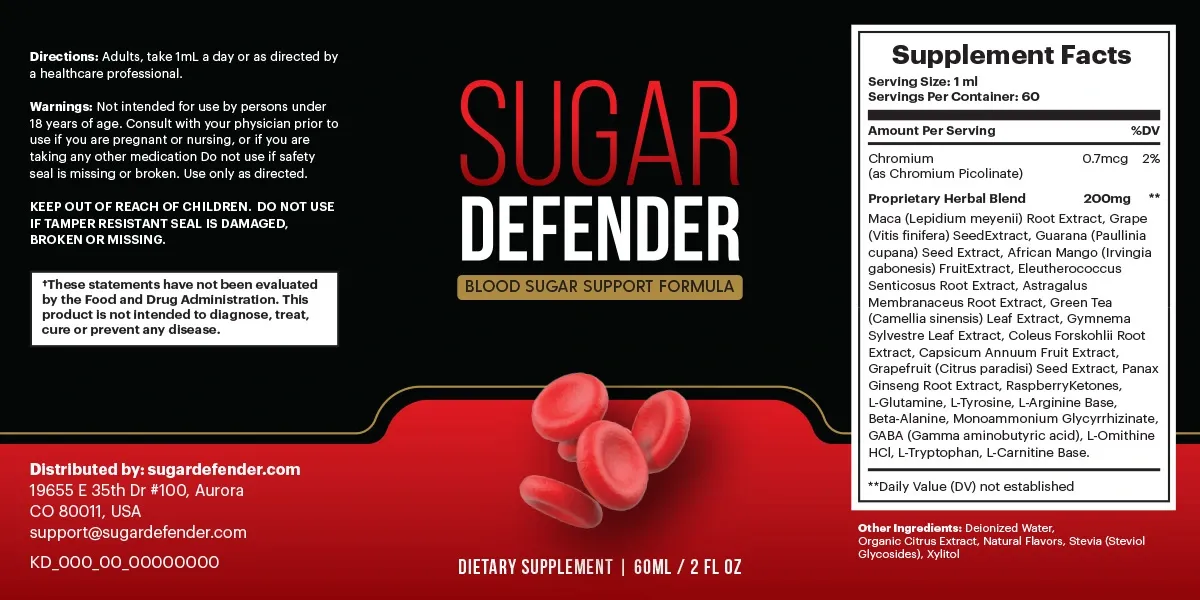 Sugar Defender Review – supplement label close-up