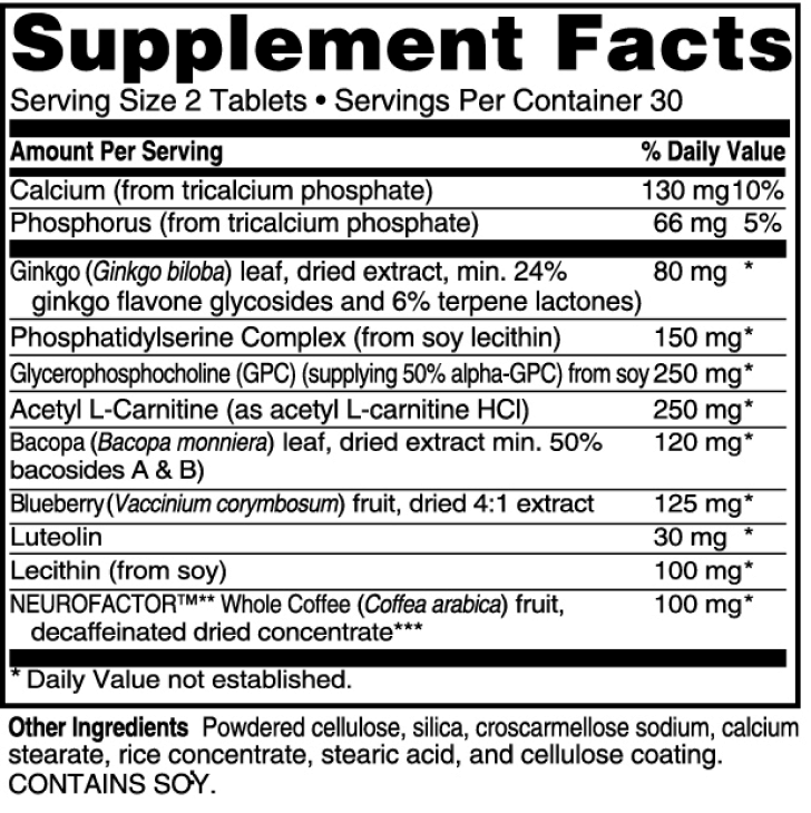 Advanced Memory Formula Review β Full Supplement Facts Panel
