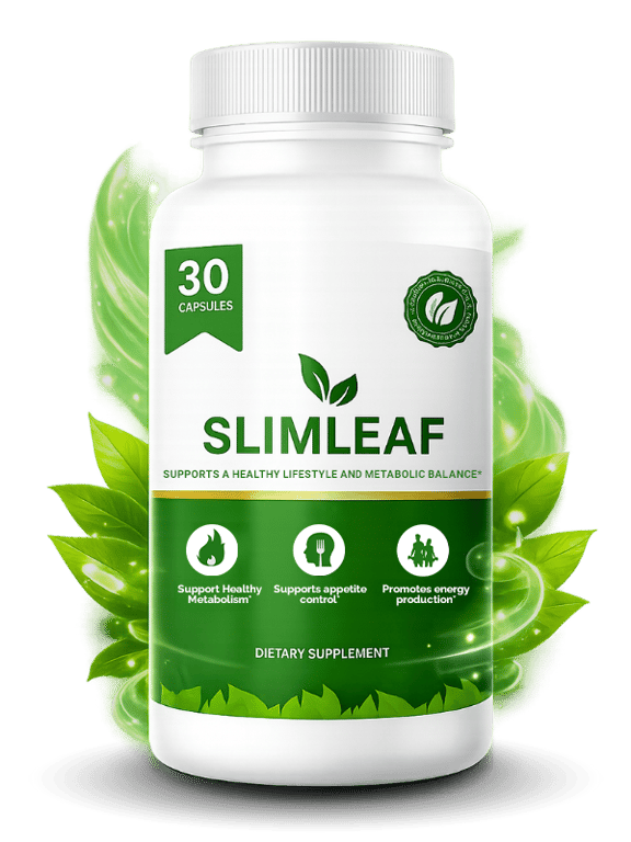 SlimLeaf Review bottle and gut health supplement overview