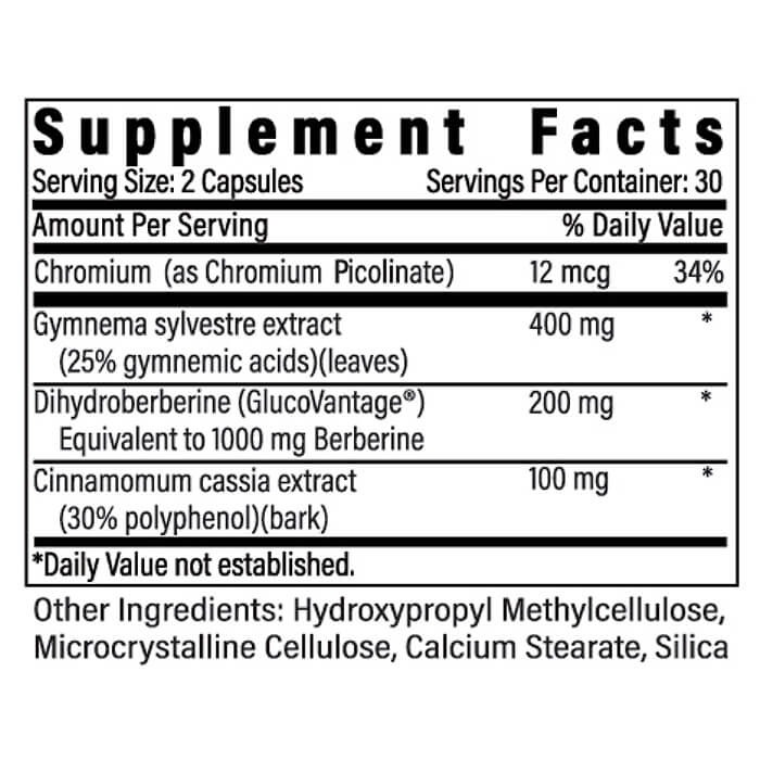GLP-1 Plus supplement facts label — full ingredient panel