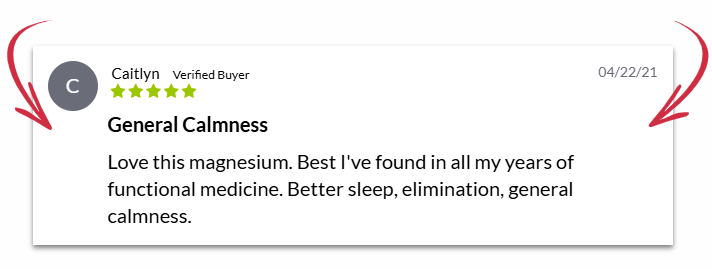 Verified buyer review screenshot for magnesium supplement