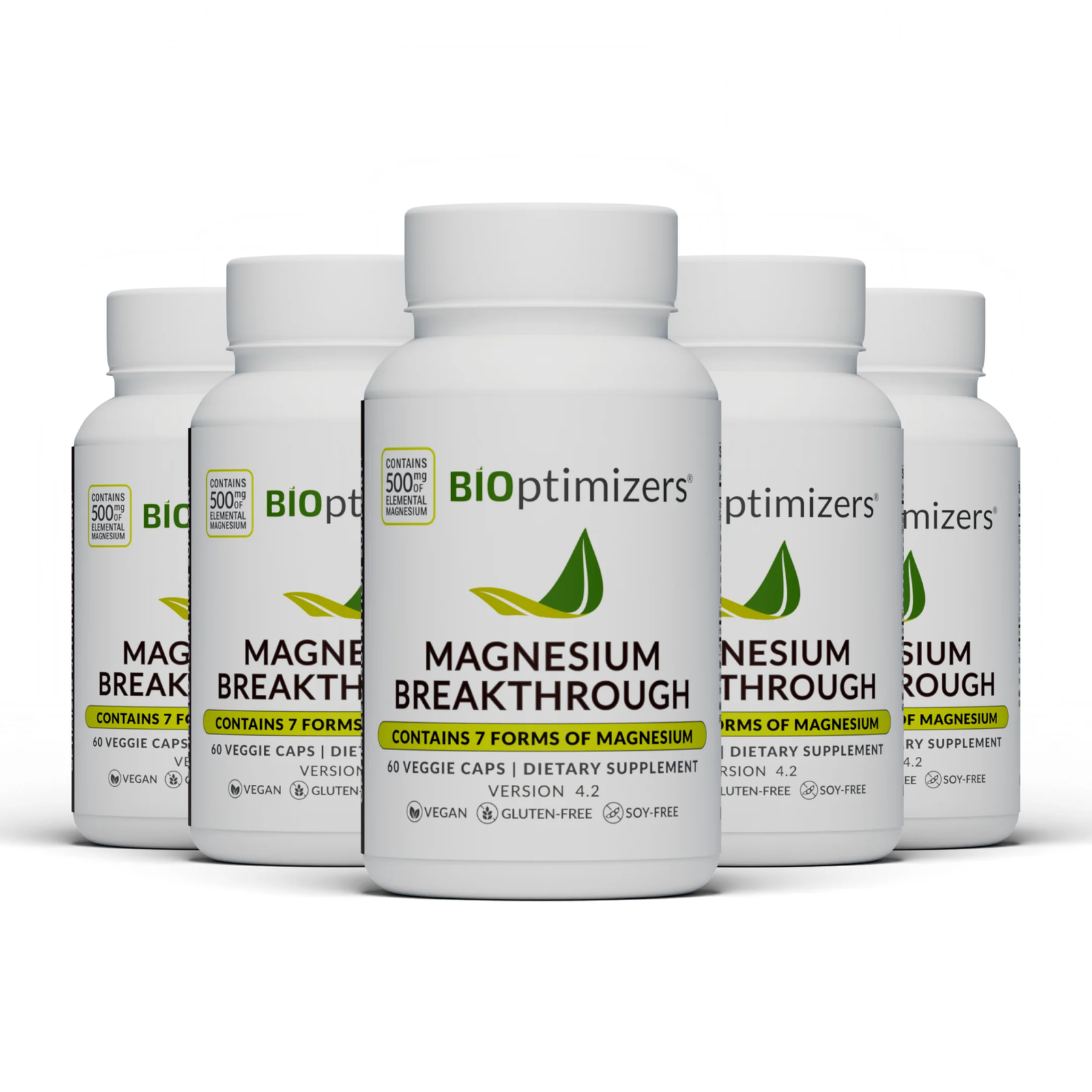 Five bottle magnesium supplement package