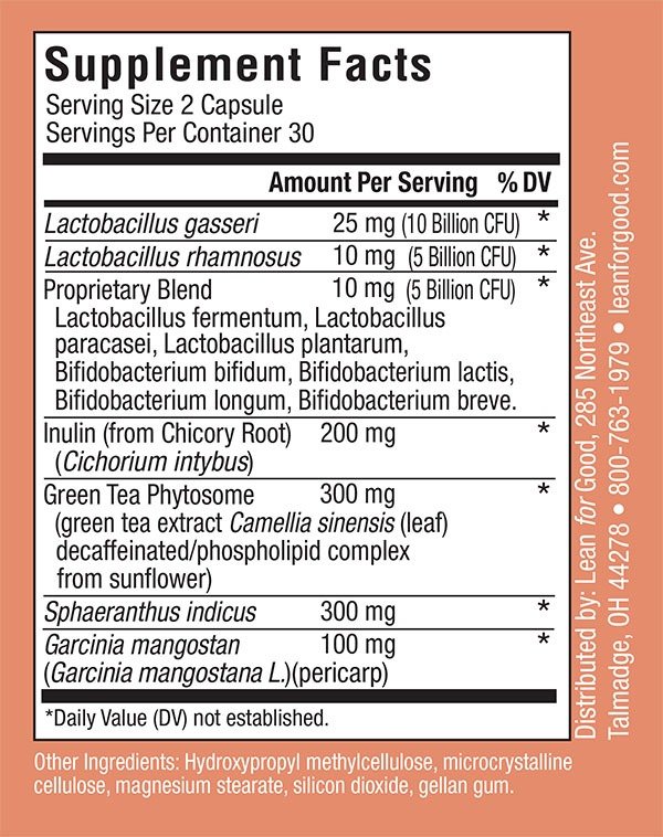 LeanBiome ingredients and nutrition facts panel